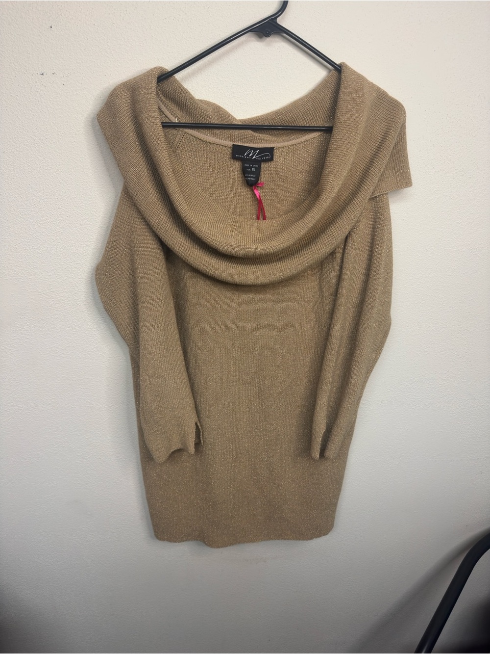 Cozy Women's Draped Cowl Neck Sweater Dress - Gold